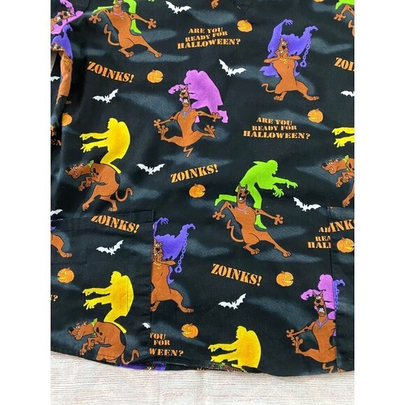 Scooby Doo Hanna Barbera Black Cotton Halloween Scrubs - Large - Picture 2 of 10